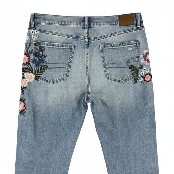 American Eagle | Embroidered Mom Jeans | 16 XLong | High Rise, Tapered Ankle - Picture 1 of 9